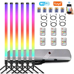 6PCS TL-120 4FT Smart Wifi Tuya APP Control Wireles Rgb Led Tube Light Colorful Neon DJ Party Events Stand Lights