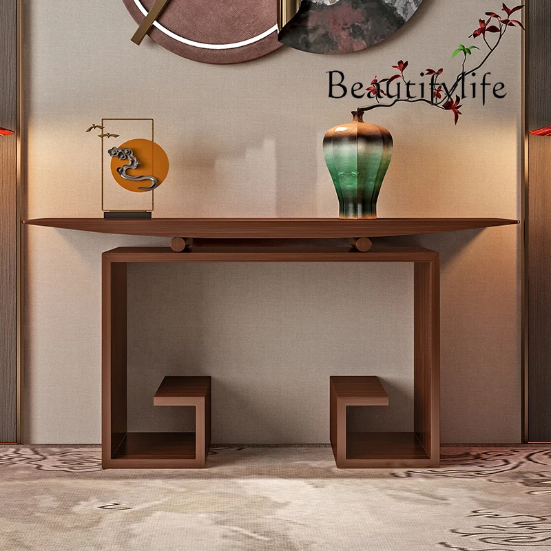 

New Chinese-style solid wood entrance table, living room end view table, entrance cabinet, Zen table against the wall, strip art