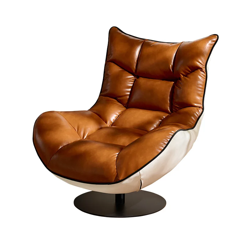 

High-end single sofa chair, living room balcony designer antique leisure chair leather sofa