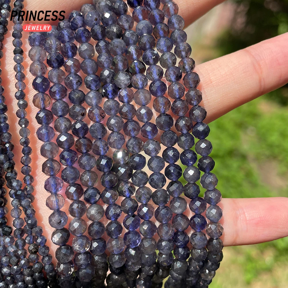 A ++ الياوليت الطبيعي الأوجه الخرز 2 مللي متر 4 مللي متر فضفاض الخرز لصنع المجوهرات أساور قلادة بالجملة DIY بها بنفسك اكسسوارات