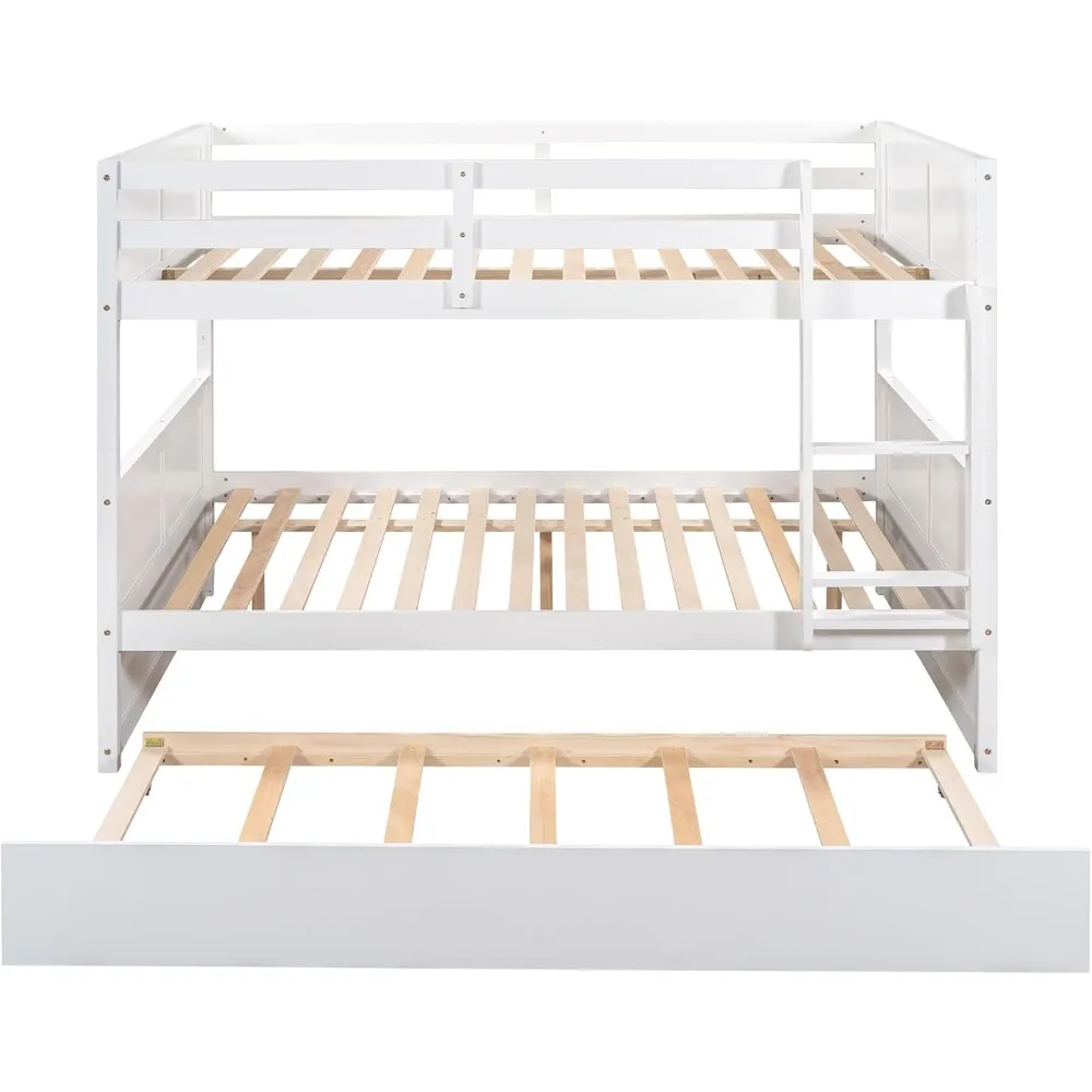 Bunk Bed ,with Full-Length Safety Guard Rail and Ladder, Can Be Separated To 2 Full Size Platform Beds,Solid Wood Bunk Beds