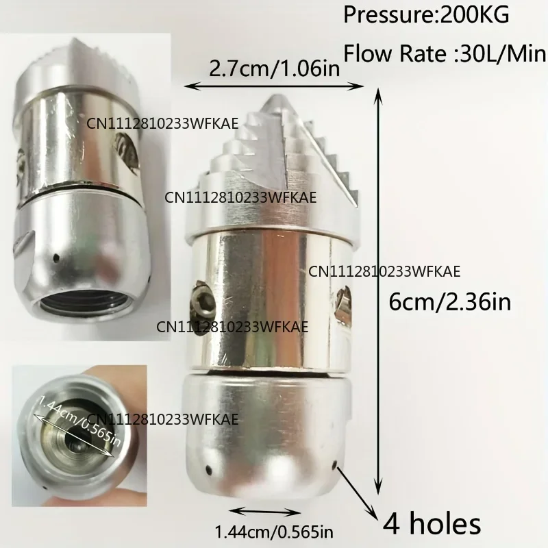 1pc Industrial Grade High-Pressure Stainless Steel Drain Nozzle - Pipe Unclogger & Sewer Dredging Tool
