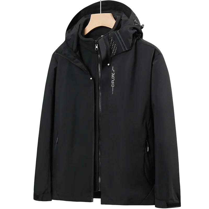 

Windproof Thicken Men Hiking Jacket Trend All-match Warm Male Outerwear Outdoor 3 in 1 Trekking Jacket Coats Solid Color Quality