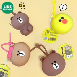 Line Friends Anime Cartoon Brown Sally Cony Silicone Coin Storage Bag Kawaii Children's Crossbody Bag Portable Mobile Phone Bag