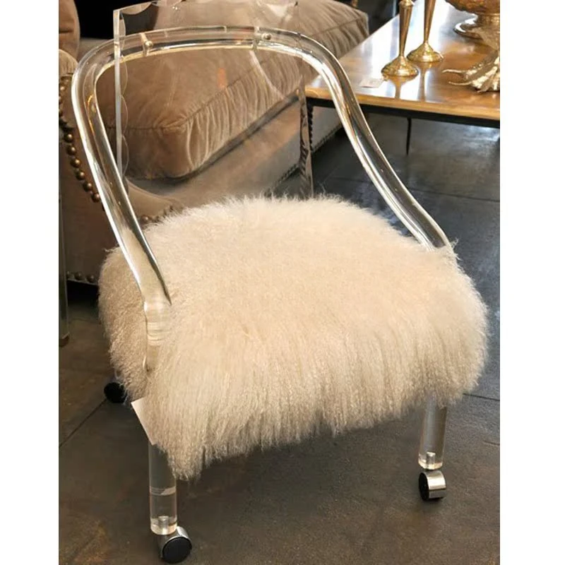 Simple and Exquisite Beach Wool Acrylic Transparent Casual Chair Modern Chair Rotating Roller