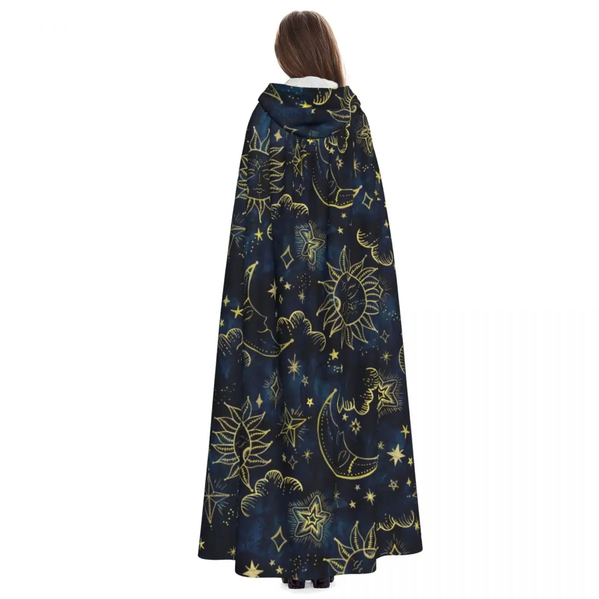 Long Cape Cloak Cosmos Astrology Sun Moon Hooded Cloak Coat Autumn Hoodies