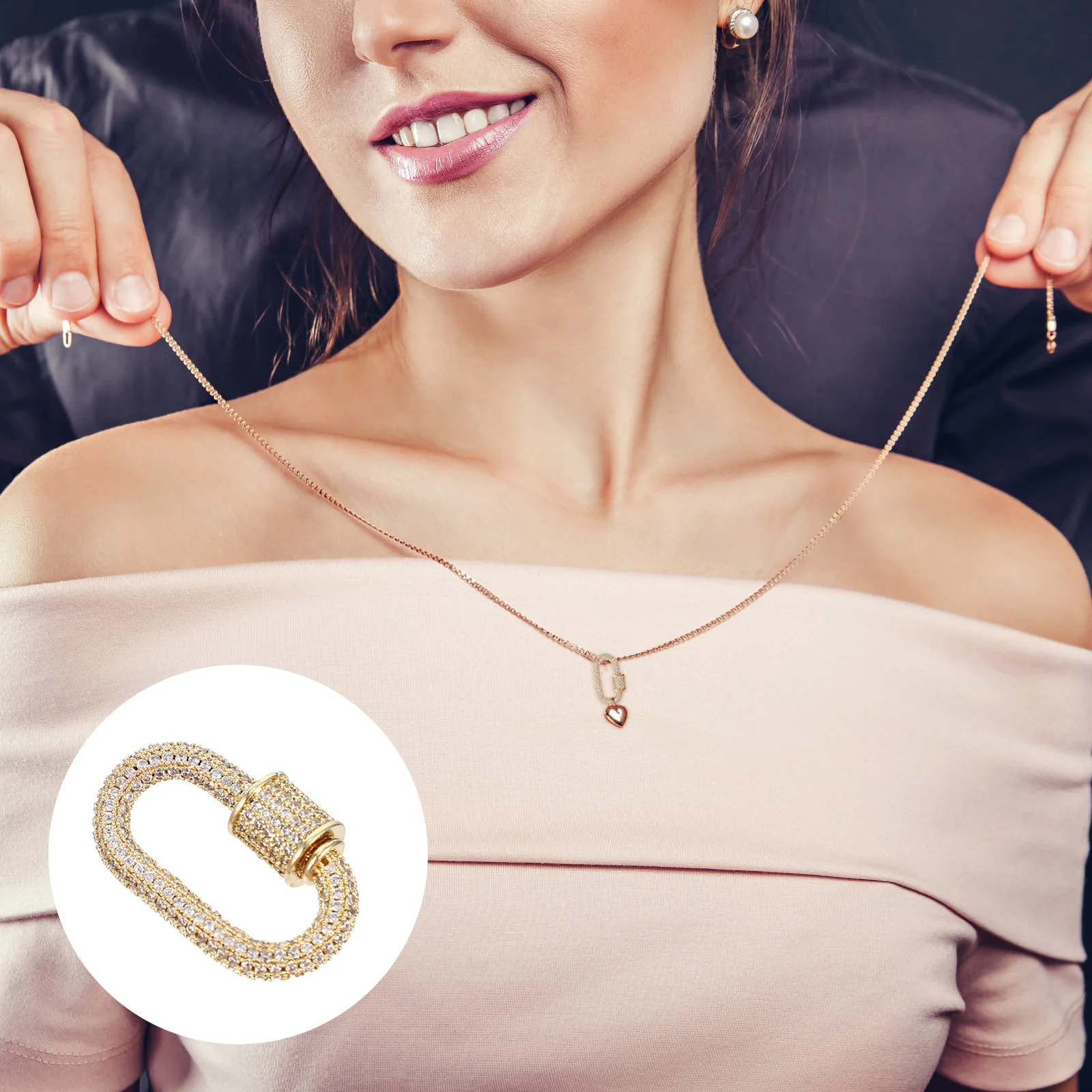 

Golden Necklace Carabiner Necklace Clasp Charm Chain Clip Connecting Clasp Pendant DIY Accessories Jewelry Making