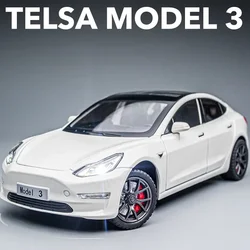 1:24 Tesla Model 3 MODEL X Roadster Tesla Model Y Alloy Toy Car Sound Light Pull Back Children Toy Collectible Birthday gift