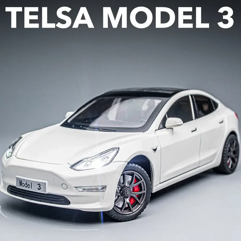 1:24 Tesla Model 3 MODEL X Roadster Tesla Model Y Alloy Toy Car Sound Light Pull Back Children Toy Collectible Birthday gift 