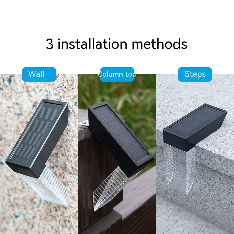 New Solar Lamp Outdoor Waterproof Induction Stairs Step Light Outdoor Garden Decoration Courtyard Wall Lamp