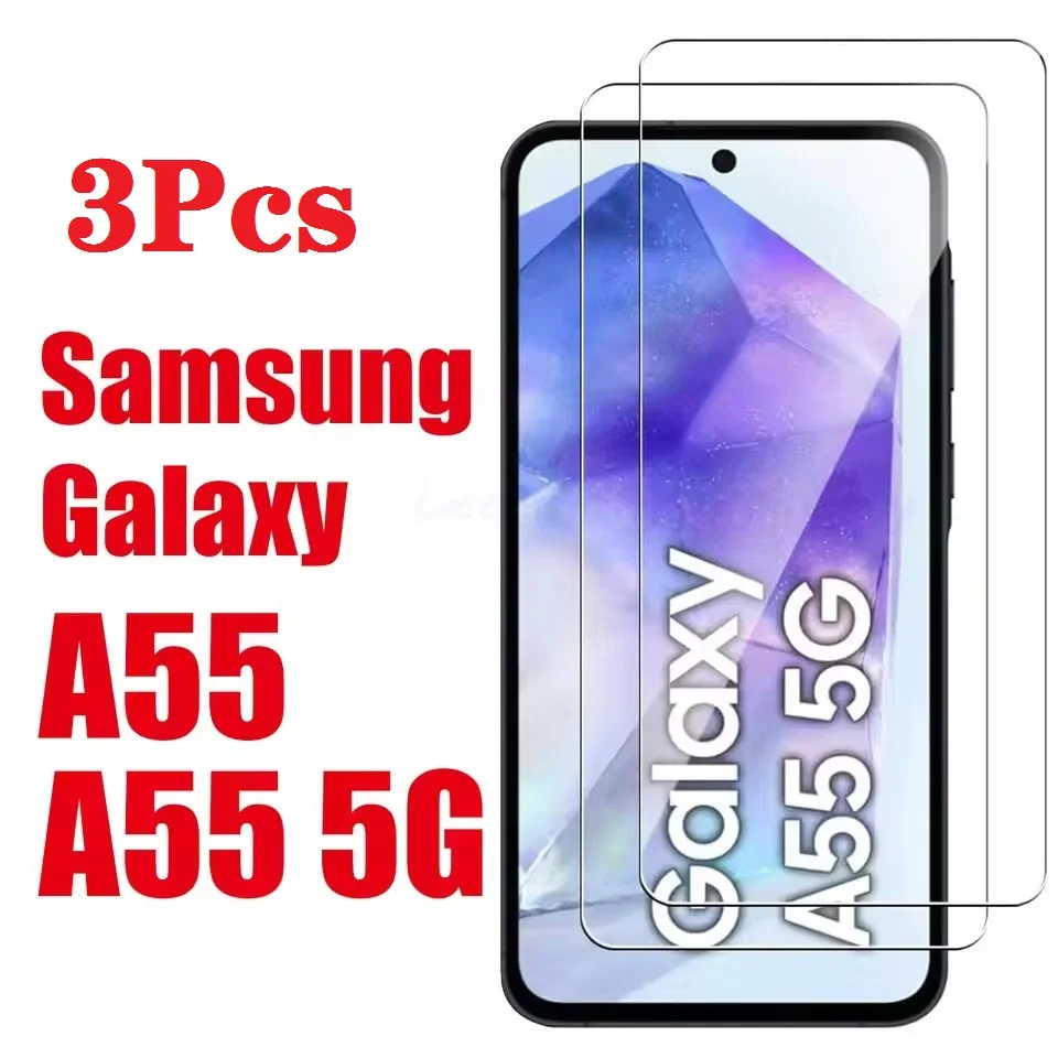 3Pcs HD Tempered Glass For Samsung A55 5G Screen Protector