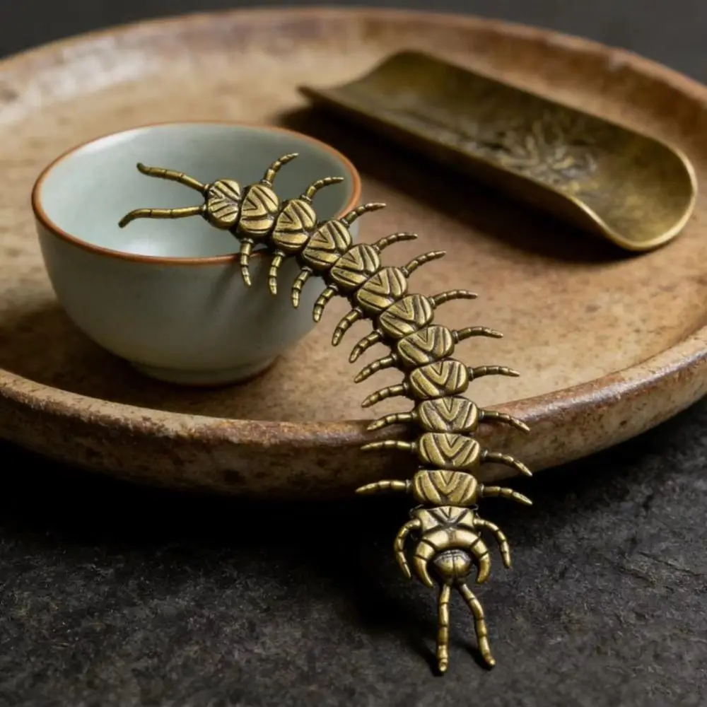 Retro Style Centipede Brooch Lightweight Design Vintage Metal Punk Style Button Clip Unique Jewelry Clip-On Metal Button Clip-On
