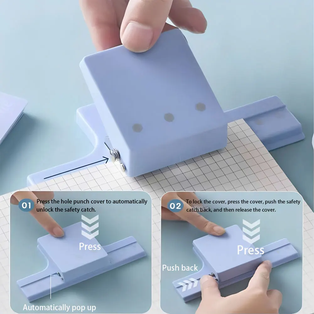 1PC multi-function 3-hole punch, small hand punch, can bind 6 sheets of paper, suitable for scrapbooking and paper crafting.