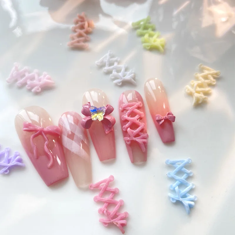 TSZS Mix Color Resin Bow Nail Charms 3D DIY Colorful Cute Kawaii Ribbon Bow Nail Decoration Manicure