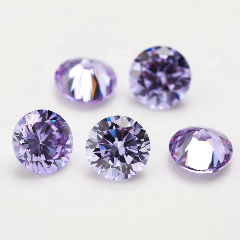 Round Cut Cubic Zirconia Stone White Champagne Lavender Pin Garnet Mix 5 Color Loose CZ Synthetic Gemstone 5A Zircon Size 1-10mm