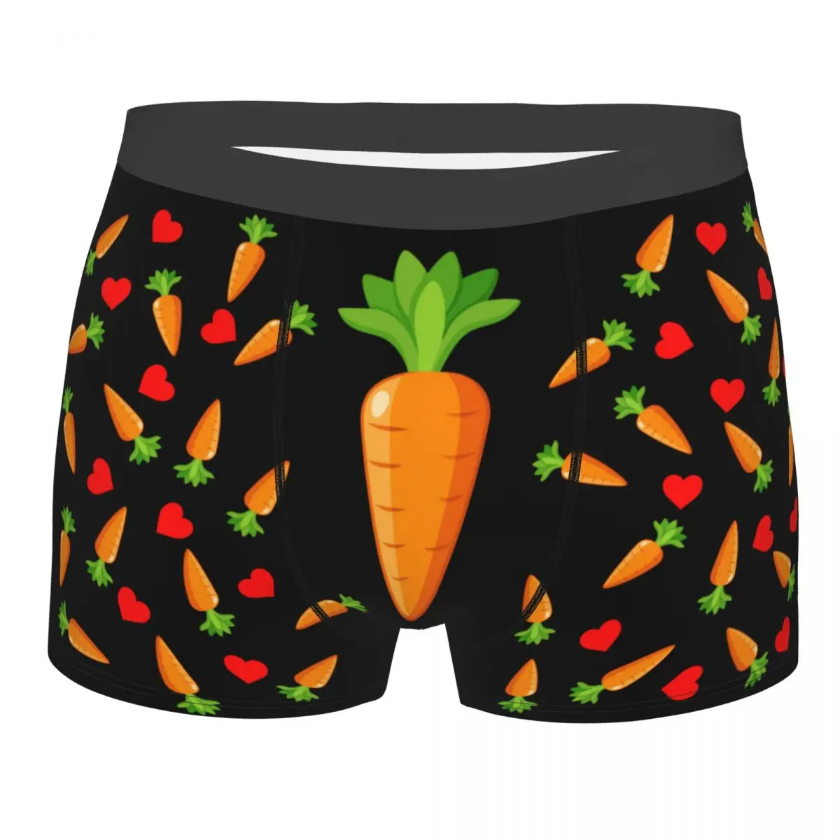 

Custom Carrot With Hearts Underwear Men Printed Personalized Custom Boxer Briefs Shorts Panties Breathable Underpants