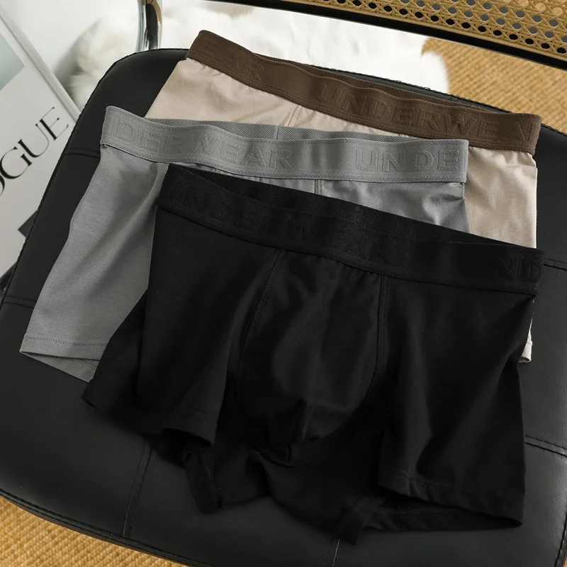 Men's underwear made of pure cotton in Maillard color, retro style, men's boxer shorts, mid waist breathable