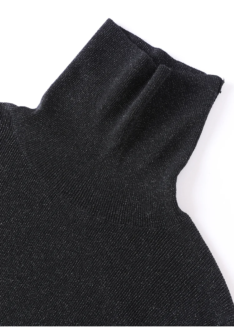 BY3521215 Premium Wollstrickpullover für Damen, eleganter Rollkragenpullover, einfarbig brauner Pullover, schickes, schmales Basic-Top für Bürodamen – Detail 15