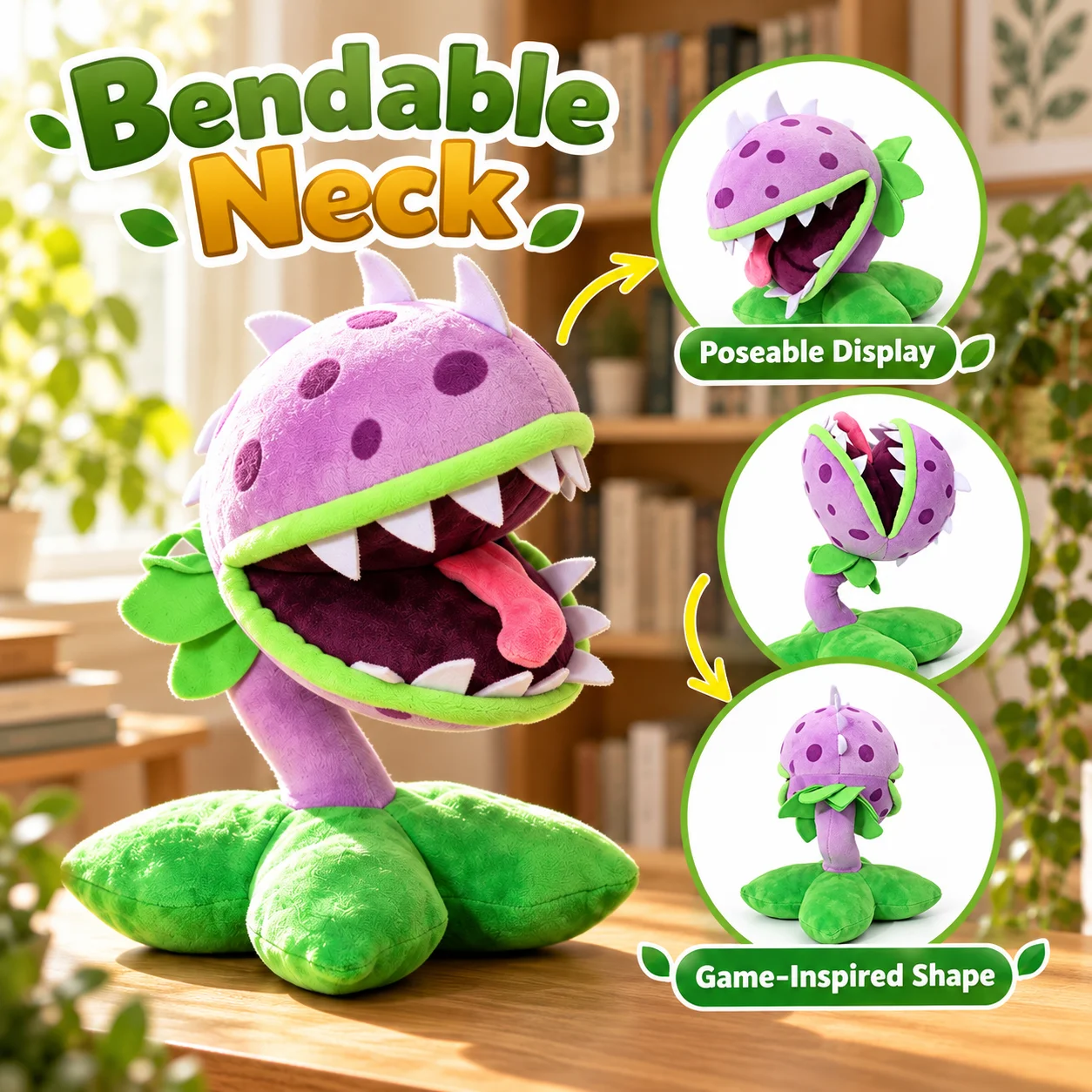 Plants VS Zombies Plush Toy Bendable Poseable Joint Stuffed Doll Peashooter Sunflower Chomper Game Character Desktop Decor Gift