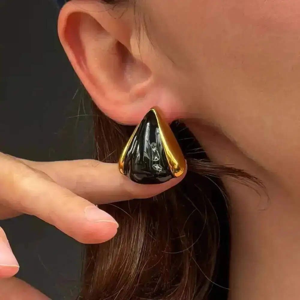 

KunJoe Geometry Stainless Steel Triangle Stud Earring for Women Minimalist 18K Gold Plated Piercing Ear Daily Waterproof Jewelry