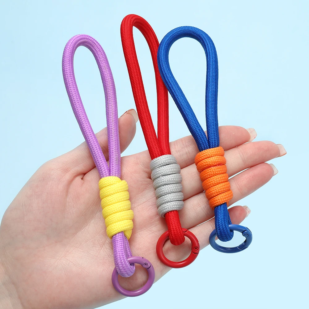 1pc Colorful Braided Lanyard Keychain for Phone Case Women Anti Lost Knot Rope Strap Car Key Chains DIY Accessories Keyring