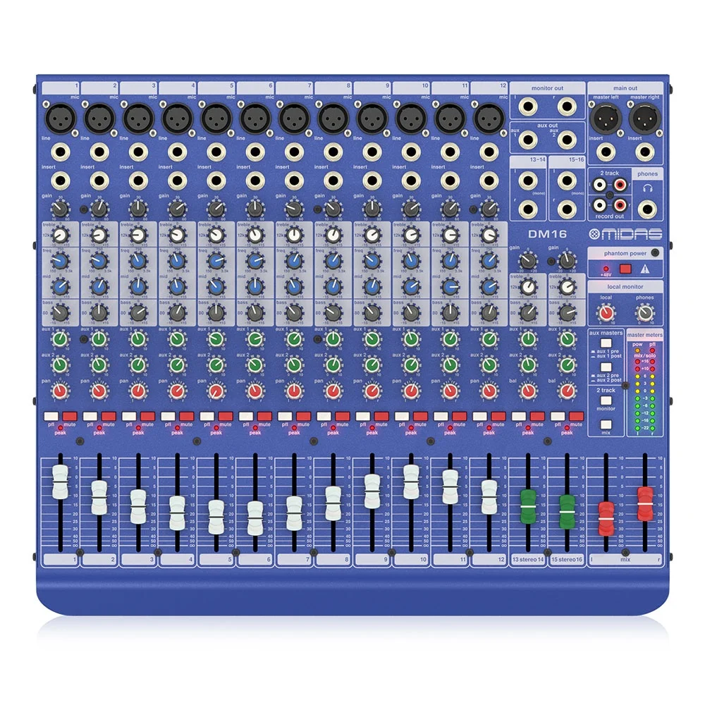 MIDAS DM16 Mixer Analógico de 16 Canais Sistema Pa Equipamento de Música Mixer de Som de Estúdio