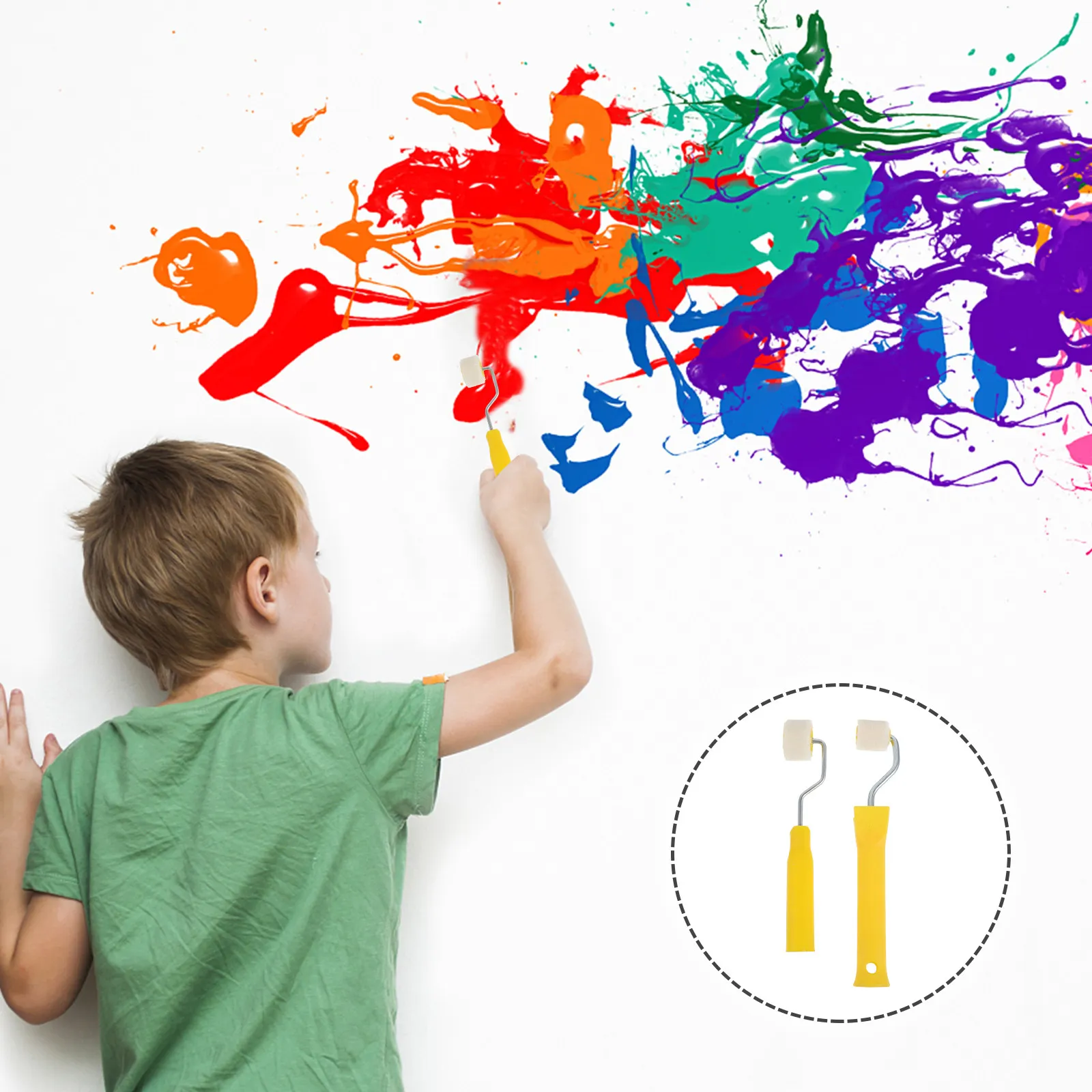 Mini Paint Roller Set for Walls Short Head Edge Painting Tool Even Coverage No Drip Portable DIY
