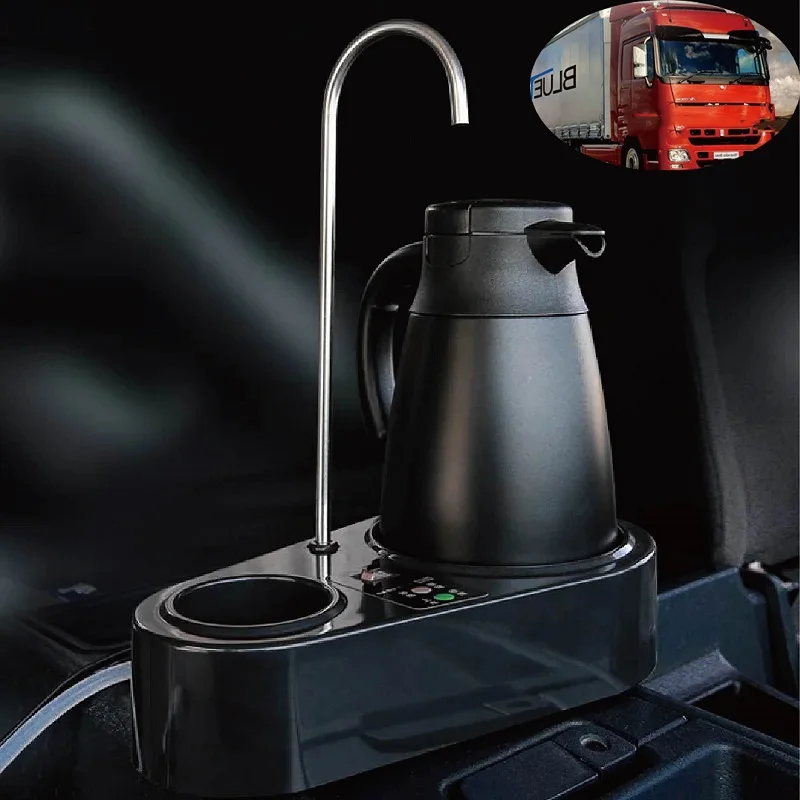 1200ml Truck Electric Kettle Stainless Steel Tea Coffee Travel Outdoor Car Multi-function Automatic Water Dispenser Kettle 24V