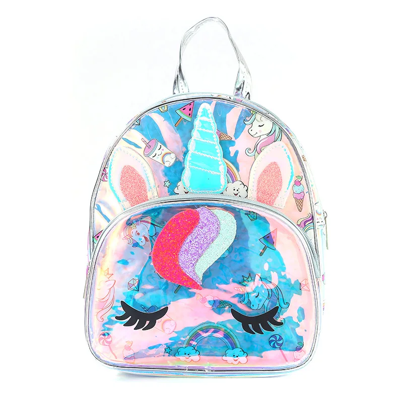 2022 New TPU Printed Unicorn Children Backpacks Laser Colorful Kids Cartoon Backpack Girl Boy Storage Bag Large School Bags Hot