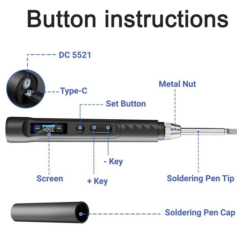 T65-SP DC 90W PD 65W Intelligent Electric Soldering Iron 150-450℃ Rapid Heating Soldering Pen Temp Calibration Voltage