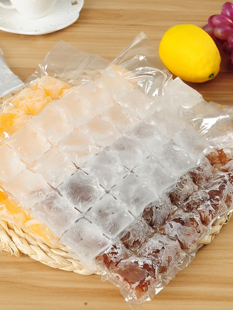 Molde de cubitos de hielo de 10 unids/pack, bolsas de cubitos de hielo autosellantes desechables, transparentes, congelación más rápida, bolsa de molde para hacer hielo, Gadgets de cocina