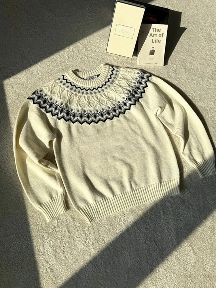 

Cleanfit Mixed Knitted Fair Isle Sweater Men's Lightweight Luxury oulder Inner irt Base Layer Casual Loose Fit Long Sve