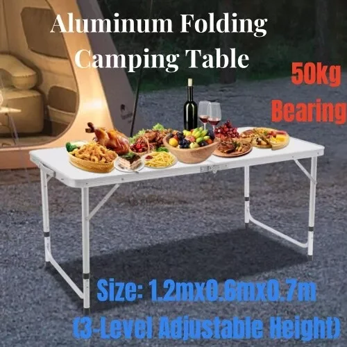 

Indoor Outdoor Portable Folding Table Camping Picnic Adjustable Height Table for Picnic, BBQ