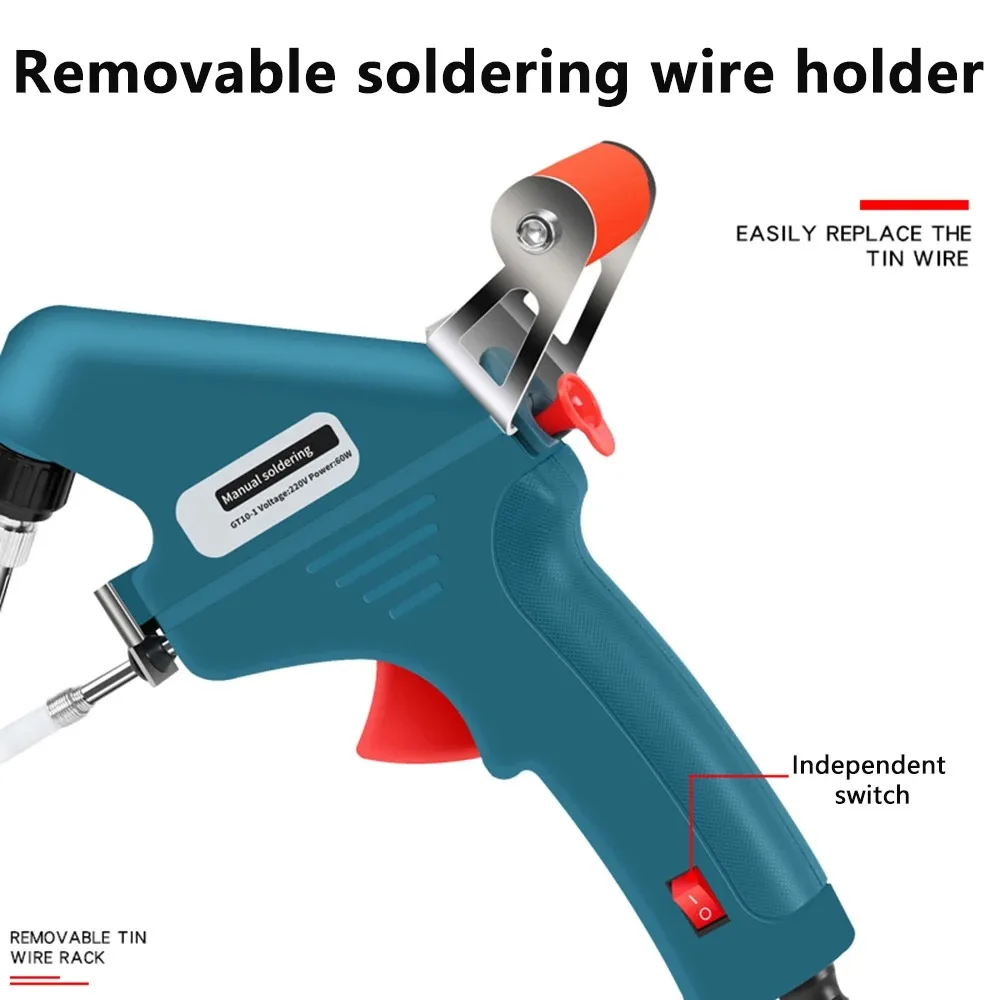 60W 480℃ Electronic Soldering Gun Repair Tool Set Endothermic Manual Soldering Iron Automatic Tin Feeder