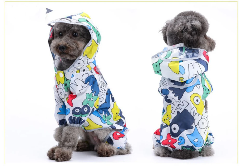 Dog raincoat four-legged waterproof all-inclusive clothes small and medium-sized dog poncho pet supplies