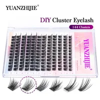 DIY 144 pestañas en racimo YUANZHIJIE envío gratis haz segmentado Natural C/D rizo pestañas individuales de visón suministros de maquillaje en casa