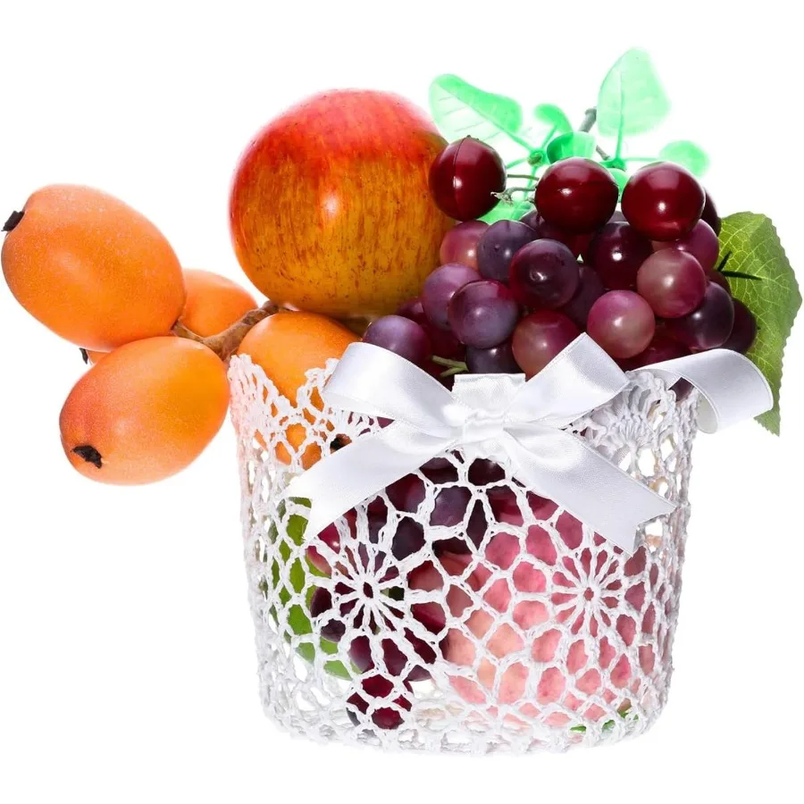 Flower Girl Basket Set of 2 White Wedding Flower Baskets with Satin Bowknot and Handle for Wedding Ceremony Petals Confetti Gif