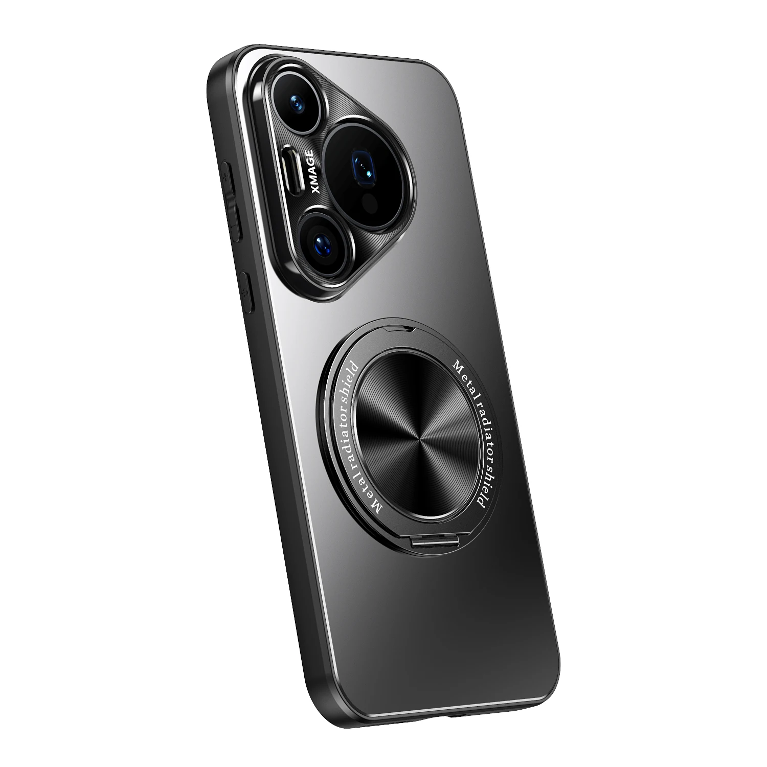 화웨이 푸라 70 프로 플러스 울트라 메탈릭 매트 백 커버 무선 충전 케이스용 360도 회전 O링 마그네틱 스탠드