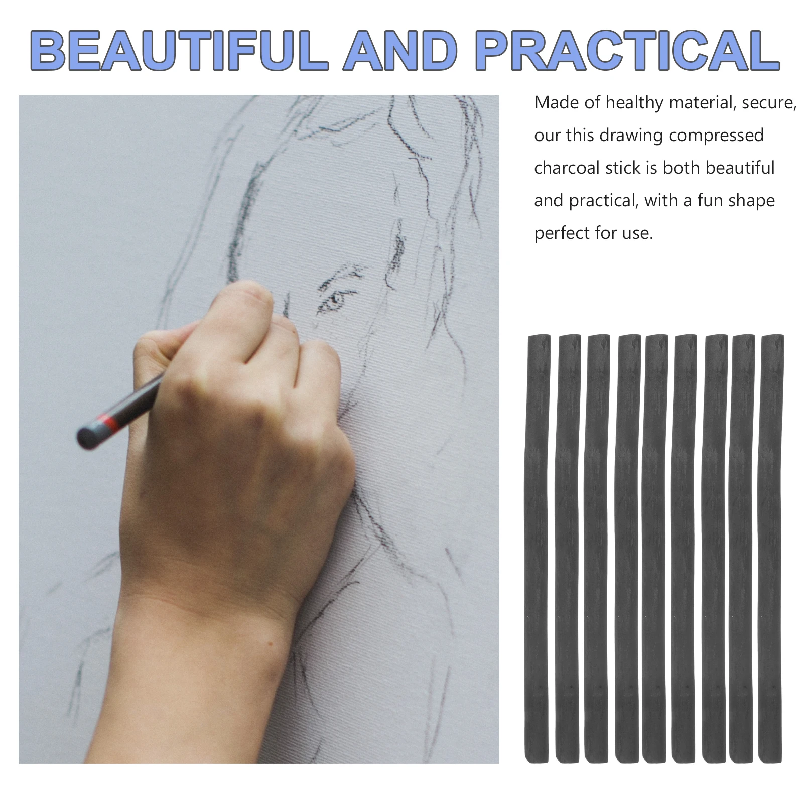 

20 Pcs Charcoal Rod Professional Sticks Hobbyist Willow Compressed Carbon Shading for Drawing