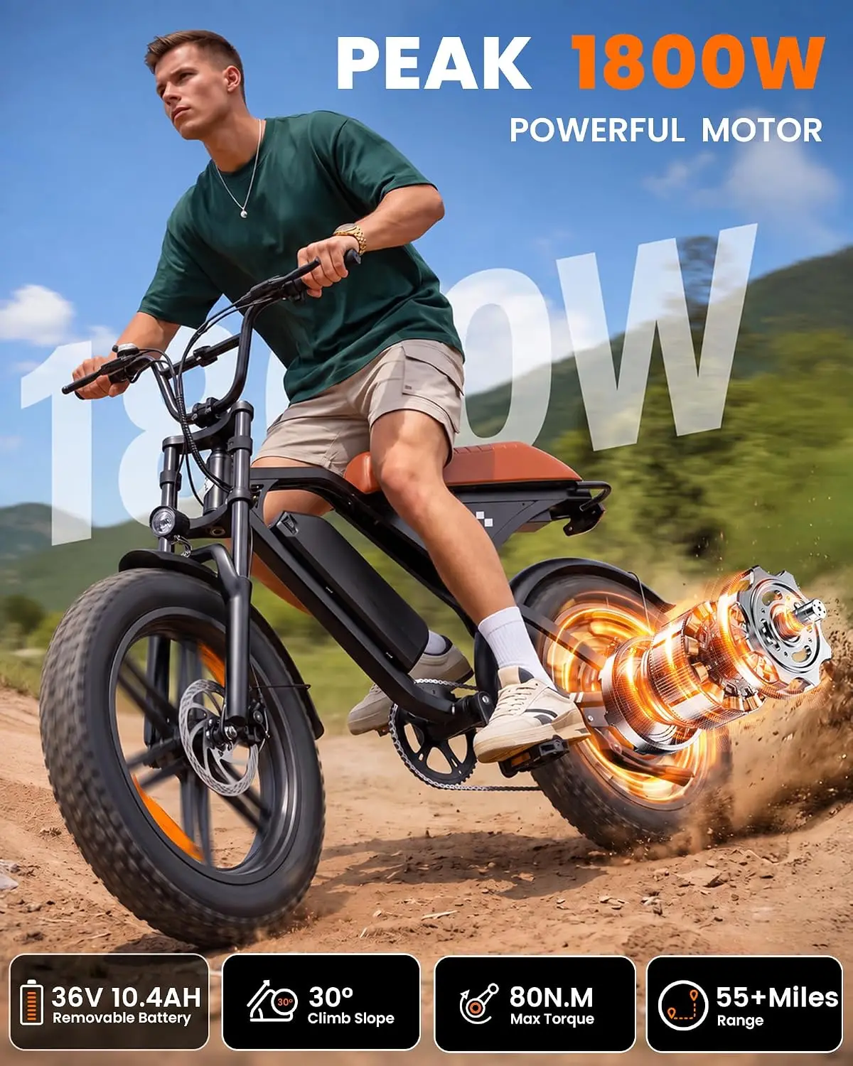 Electric Bike Adults 48V13Ah/36V10.4Ah Removable Battery Retro Style Commuter City Bicycle, Customized
