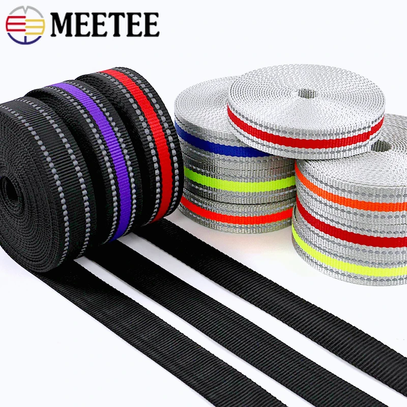 

5/10M 15/20/25mm Reflective Webbing Straps Pet Collar Ribbon Band Belt Sling Bag Strap Decor Bias Binding DIY Sewing Accessories
