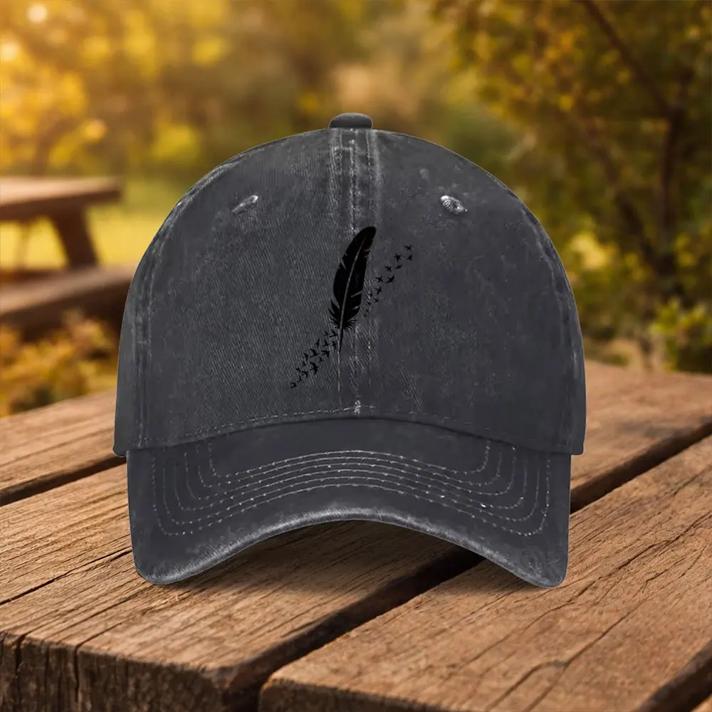 1pc Feather Flying Bird Pattern Printed Baseball Cap, Unisex Fashion Duckbill Hat, Suitable for Outdoor Sports Fitness Travel An