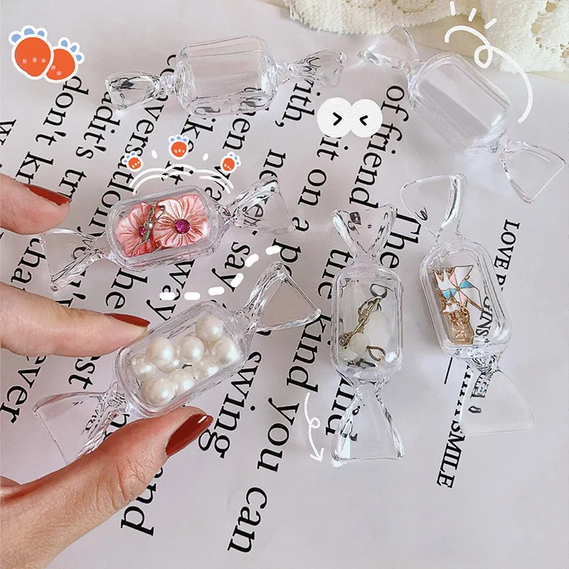 Fashion NEW Cute Portable Teen Girls Candy Shape Transparent Make-Up Mini Earring Jewelry Bag Travel Storage Container Organizer