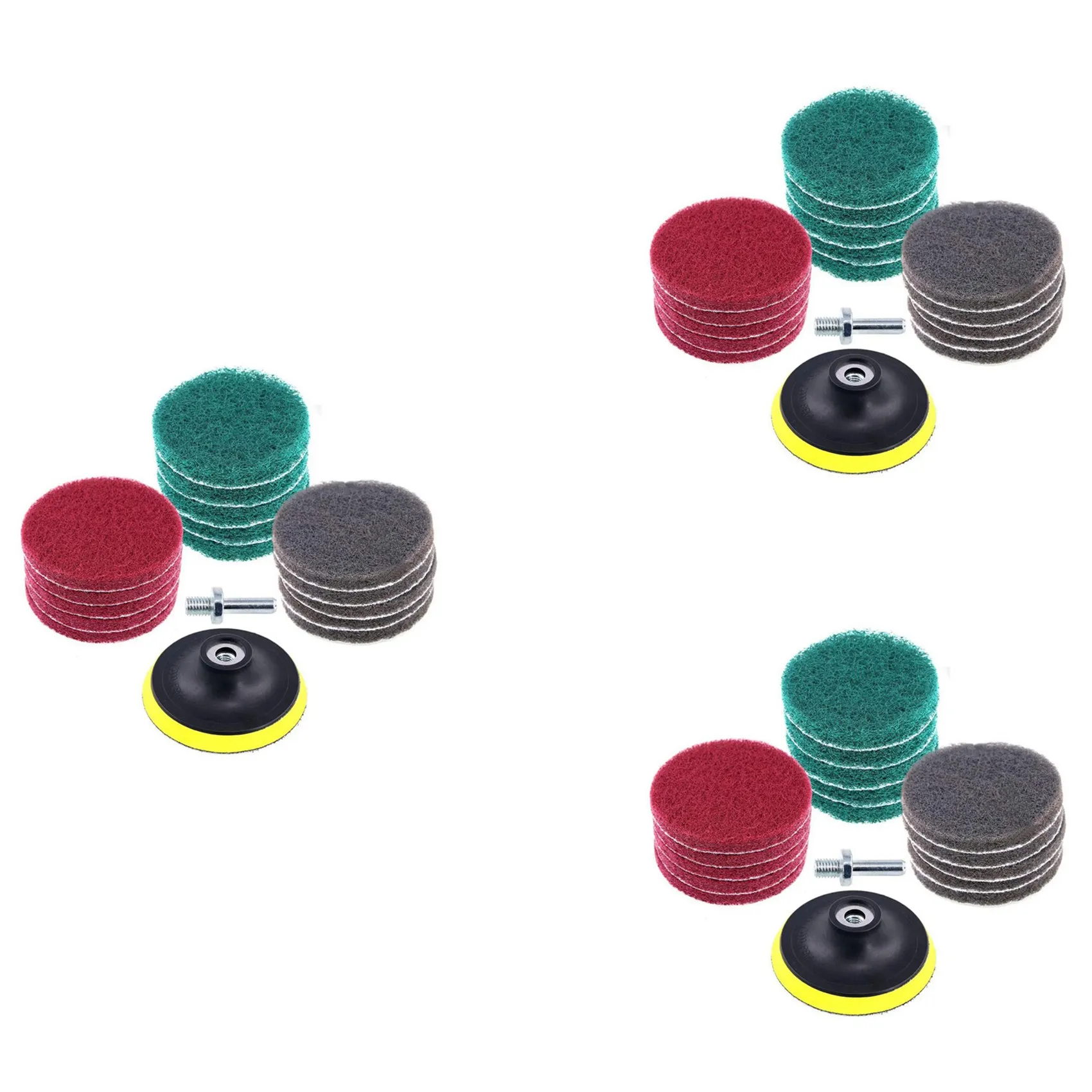 

ABRW-48Pcs 4 Inch Drill Power Brush Tile Scrubber Scouring Pad Cleaning Kit With 4 Inch Disc Pad Holder 3 Different Stiffness