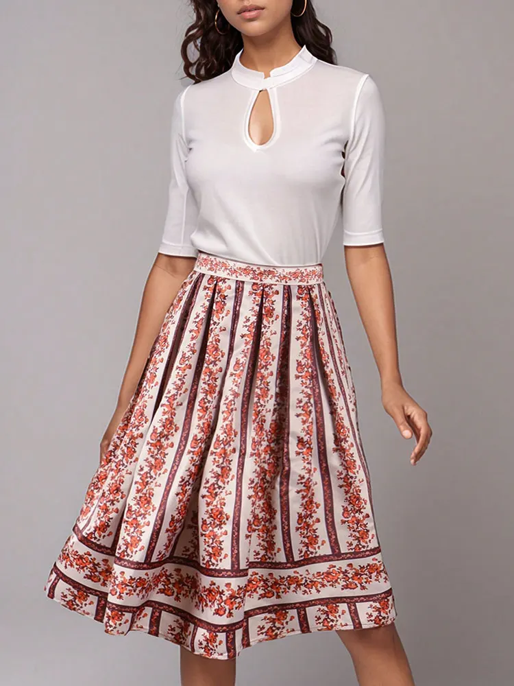 

Новая элегантная юбка в этническом стиле с принтом, модные вещи, платья для выпускного вечера, молния сзади, традиционный баварский наряд, винтажное женское платье