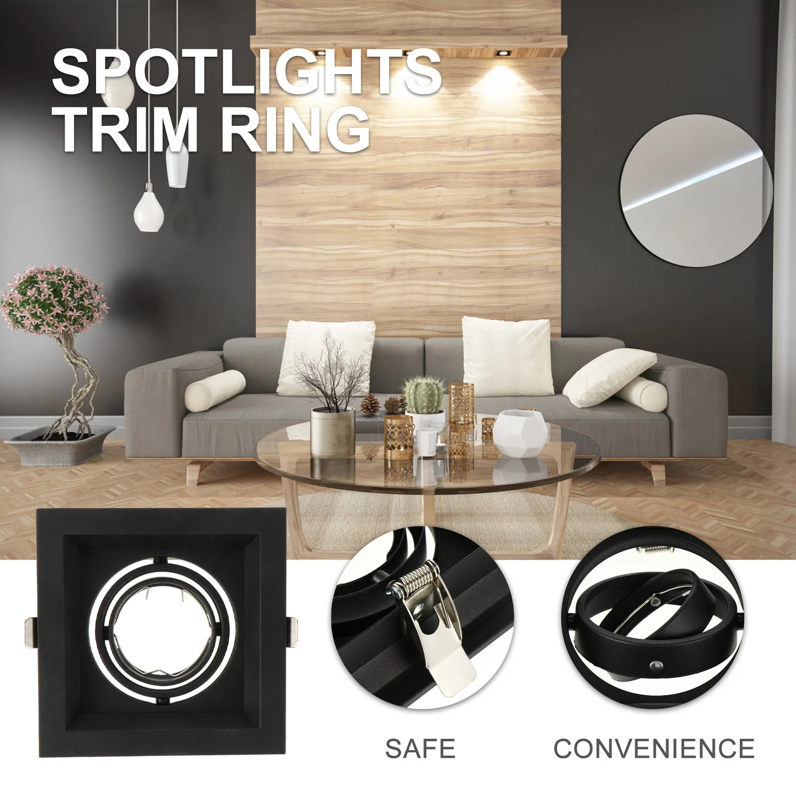 1Pcs Spotlight Trim Ring Ceiling Light Mount Shell Adjustable Angle Gimbal Fixture Durable for Kitchen Bedroom Bathroom