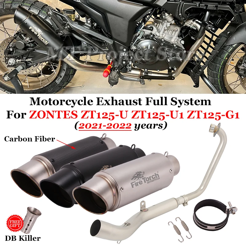 

Motorcycle Exhaust System Muffler Front Mid Link Pipe Muffler Removable DB Killer Slip On For ZONTES ZT125 U1 G1 Z1 Z2 2021 2022