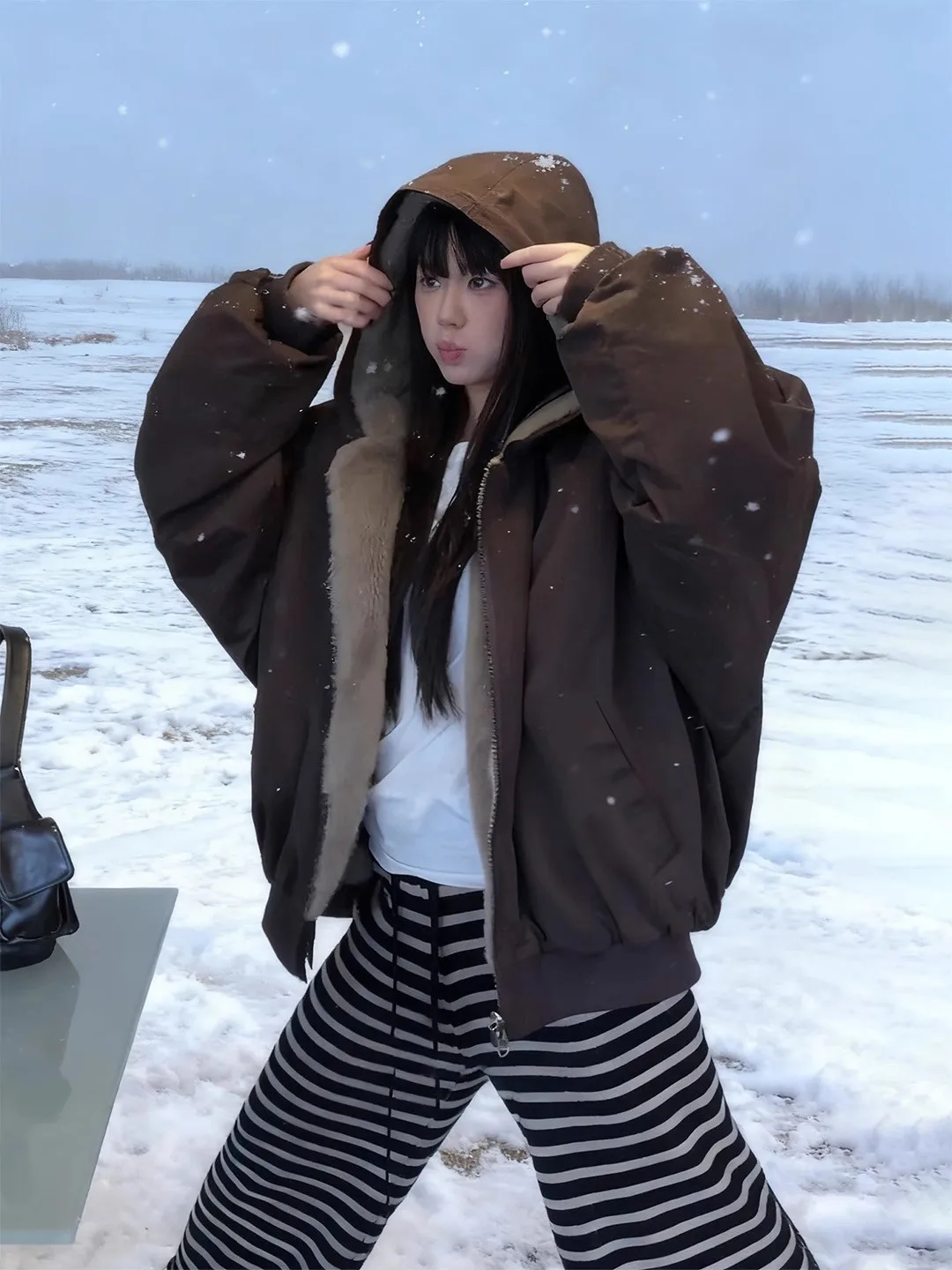 

North East Anti-Cold Fur Hooded Cotton Jaet Thiened Winter Coat Men Women ort Sle down Eagle Cotton Outerwear