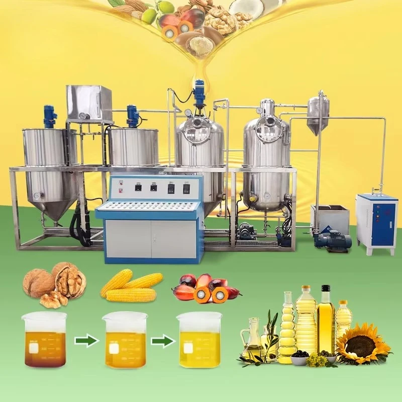 نبات خط آلة تكرير الزيت الأوتوماتيكية 50 لتر على نطاق صغير لزيت الزيتون والفول السوداني والنخيل الصالحة للأكل مع مزيل الروائح الكريهة