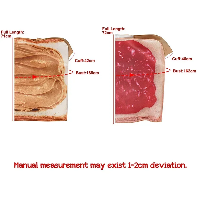 الكبار مضحك زبدة الفول السوداني وهلام الخبز زي هالوين الأزواج الغذاء تأثيري ملابس كرنفال عيد الفصح بوريم فستان بتصميم حالم MN3